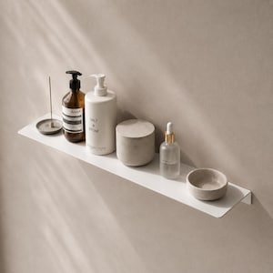 Stainless Steel Floating Shelf – Wall Mounted Shelf for Bathroom, Kitchen & Living Room, Universal Metal Storage Shelf