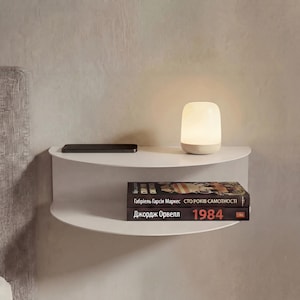 Rounded Floating Nightstand – Wall Mounted Bedside Shelf, Custom Size&Color Bedroom Table,