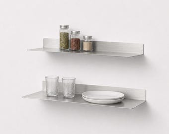 Stainless Steel Floating Shelf – Wall Mounted Shelf for Bathroom, Kitchen & Living Room, Universal Metal Storage Shelf
