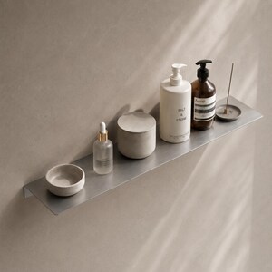 Stainless Steel Floating Shelf – Wall Mounted Shelf for Bathroom, Kitchen & Living Room, Universal Metal Storage Shelf