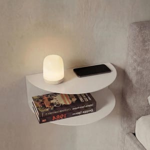 Space Saving Wall Mounted Nightstand with Shelf – Modern Metal Bedside Organizer for Small Bedrooms