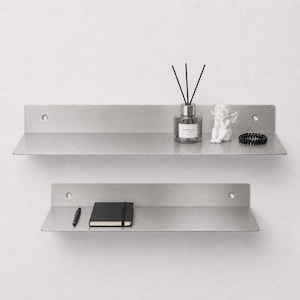 Stainless Steel Floating Shelf – Wall Mounted Shelf for Bathroom, Kitchen & Living Room, Universal Metal Storage Shelf