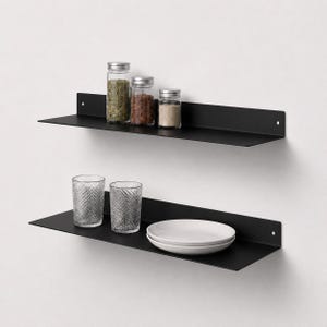 Stainless Steel Floating Shelf – Wall Mounted Shelf for Bathroom, Kitchen & Living Room, Universal Metal Storage Shelf