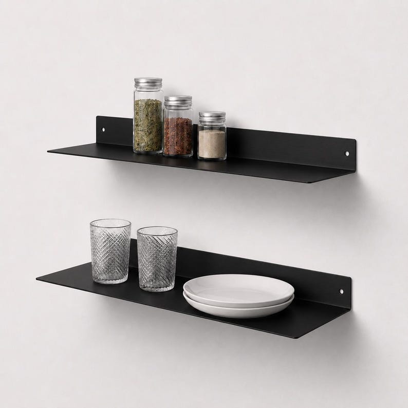 Stainless Steel Floating Shelf – Wall Mounted Shelf for Bathroom, Kitchen & Living Room, Universal Metal Storage Shelf