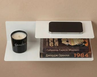 Minimalist Metal Floating Nightstand Shelf, Modern Bedside Table