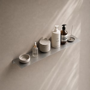 Stainless Steel Floating Shelf – Wall Mounted Shelf for Bathroom, Kitchen & Living Room, Universal Metal Storage Shelf