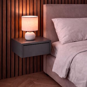 Floating Nightstand with Drawer, Wall Mounted Bedside Table, Minimalist Modern Nightstand, Small Bedroom Shelf