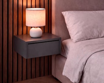 Floating Nightstand with Drawer, Wall Mounted Bedside Table, Minimalist Modern Nightstand, Small Bedroom Shelf