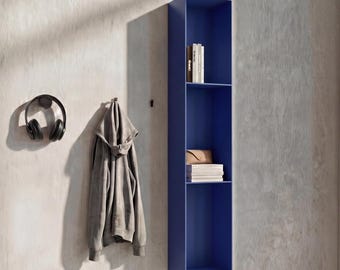 Slim Vertical Metal Wall Shelf – Tall Floating Storage for Small Spaces, Modern Minimalist Wall Organizer