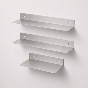 Stainless Steel Floating Shelf – Wall Mounted Shelf for Bathroom, Kitchen & Living Room, Universal Metal Storage Shelf