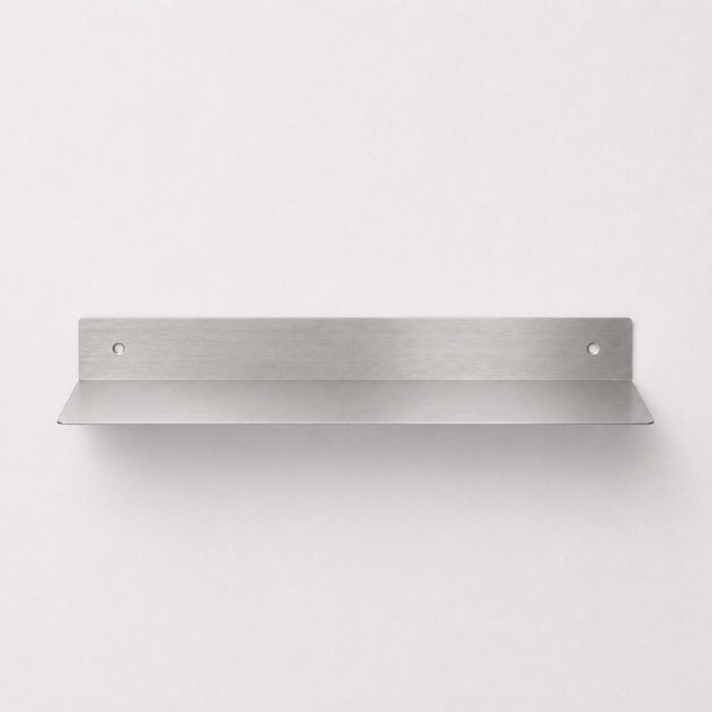 Stainless Steel Floating Shelf – Wall Mounted Shelf for Bathroom, Kitchen & Living Room, Universal Metal Storage Shelf