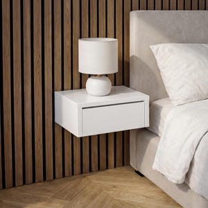 Minimalist Design Floating Nightstand with Drawer, Wall Mounted Bedside Table - 40/45 cm, Modern Bedroom Shelf, Small Space Storage