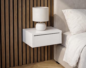 Minimalist Design Floating Nightstand with Drawer, Wall Mounted Bedside Table - 40/45 cm, Modern Bedroom Shelf, Small Space Storage
