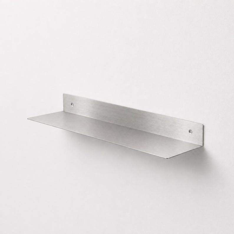 Stainless Steel Floating Shelf – Wall Mounted Shelf for Bathroom, Kitchen & Living Room, Universal Metal Storage Shelf