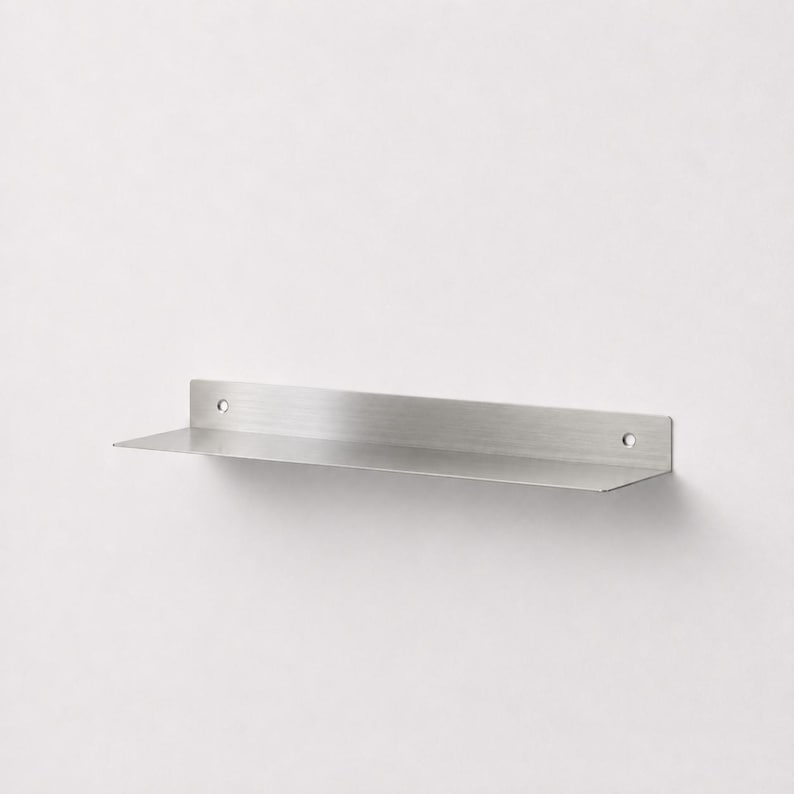 Stainless Steel Floating Shelf – Wall Mounted Shelf for Bathroom, Kitchen & Living Room, Universal Metal Storage Shelf