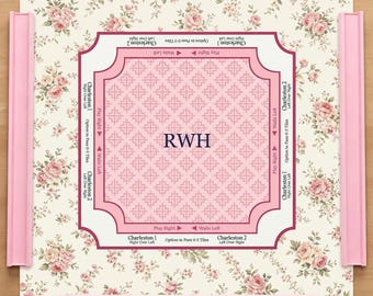 Personalized Vintage Rose Mahjong Mat, Noise-Reducing Charleston Rule American Mahjong Mat, Custom Monogram Table Topper