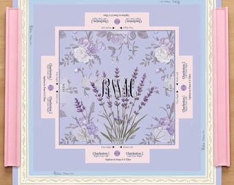 Personlig lavendelblommig mahjongmatta, mjuk lila Charleston-regel Anpassad monogram American Mahjong-bordsdekoration