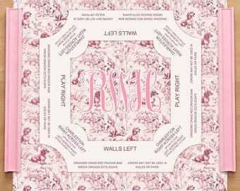 Personalized Pink Dachshund Mahjong Mat, Floral Toile Preppy Charleston Rule American Mahjong Mat, Custom Monogram Table Topper
