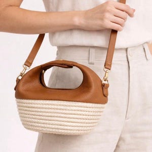 Borsa a tracolla da donna in pelle, borsa a mano in pelle, borsa elegante da sera, borsa a tracolla in pelle bovina White Brown
