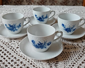 Servizio da tè vintage Schumann Arzberg Bavaria, porcellana blu cobalto Echt Kobalt, con decorazioni a rilievo tedesche – anni '80