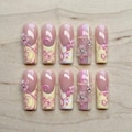 Y2K Pink French Tip Press On Nails, Coquette 3D Bow Long Square Set product logo
