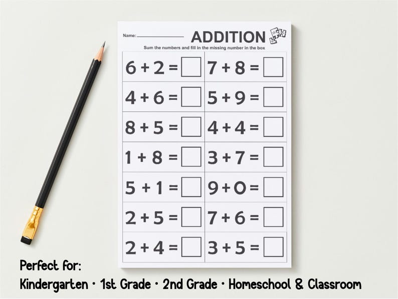 15 Printable Addition Worksheets, Simple Addition Printables, Single ...