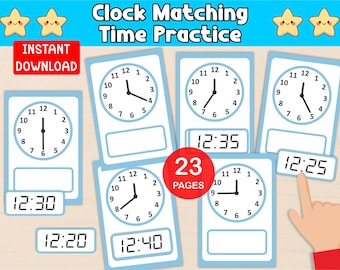 Telling Time Matching Game, Analog and Digital Clock, Math Center (PDF ...