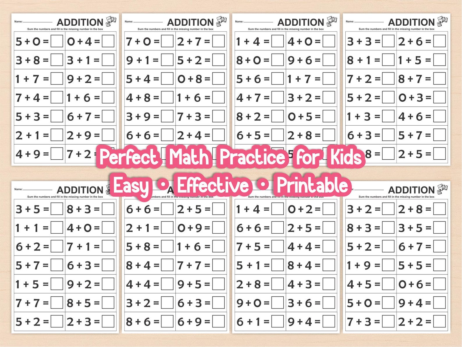15 Printable Addition Worksheets, Simple Addition Printables, Single ...