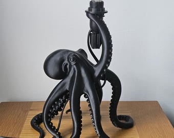 Lampe de table Kraken Octopus - Décoration nautique noir mat - Lampe de bureau gothique et kit d'éclairage inclus