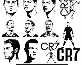 Cristiano Ronaldo CR7 Clipart Bundle PNG SVG | Football Soccer Graphic | Sublimation, T-Shirt, Sticker Digital Download
