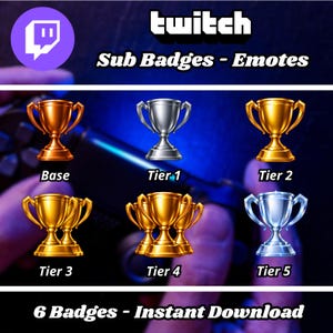 Trophy Twitch Sub Badges, PlayStation Achievement Bit Badges, Platinium Trophy Hunter Emotes for Twitch Kick Youtube, Instant Download