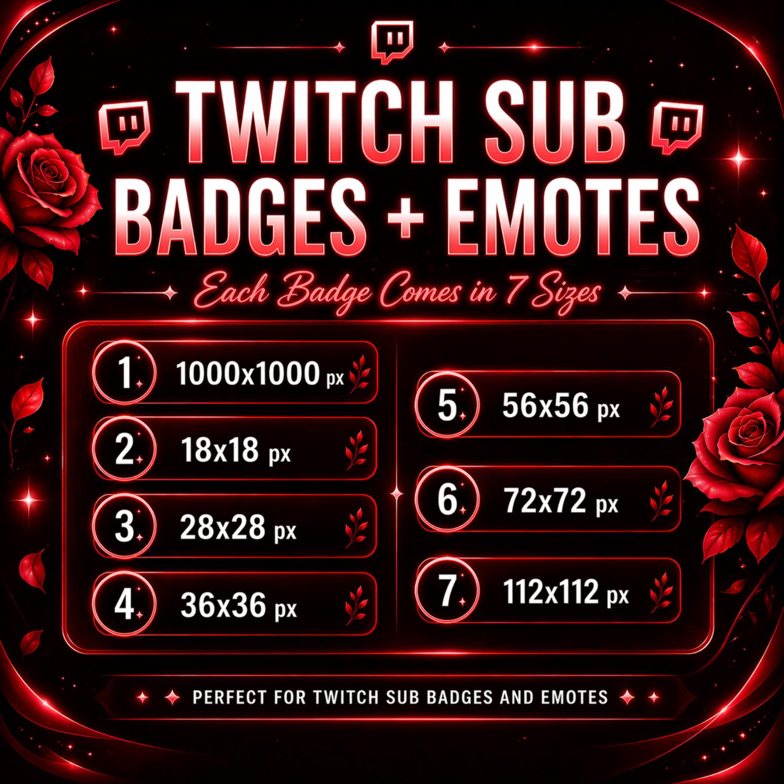 Kickbits Red Roses Twitch Sub Badges – Streaming Icons Progression Emotes Badge ...
