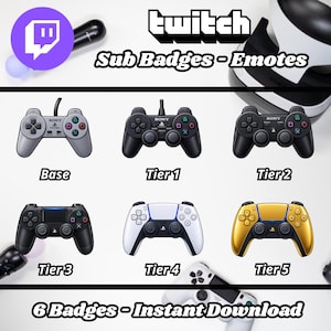 PlayStation Twitch-Abonnement-Abzeichen & Emotes | Treueabzeichen für PS1- bis PS5-Controller | Streamer-Bit-Abzeichen (Sofort-Download)