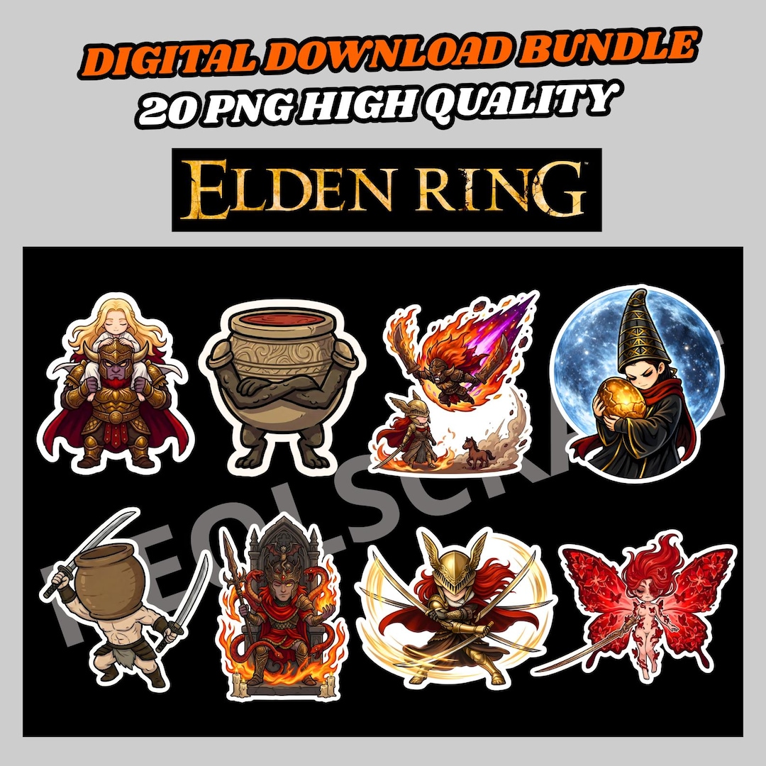 Radahn Sticker Elden Ring Chibi Stickers, Malenia Radahn Messmer PNG (digital Download ...