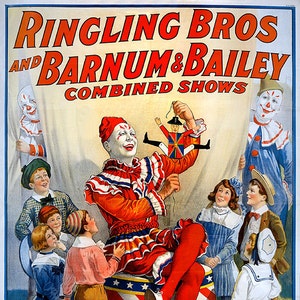 Ringling Zirkus Barnum lebendige Farben 11 x 17 Reproduktion Print Vintage