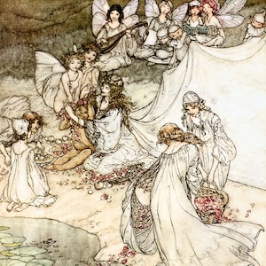 真夏の夜の夢 アーサー・ラッカム 1906 ヴィンテージ複製プリント 11 x