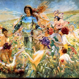 Georges Antoine Rochegrosse, The Knight of the Flowers, 1894  Vintage Reproduction Print 11 x17