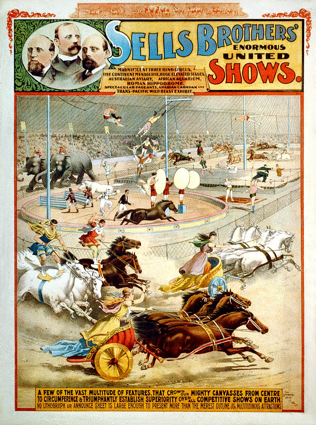 Sells Brothers 1800s Circus Vibrant Colors 11 X 17 Reproduction