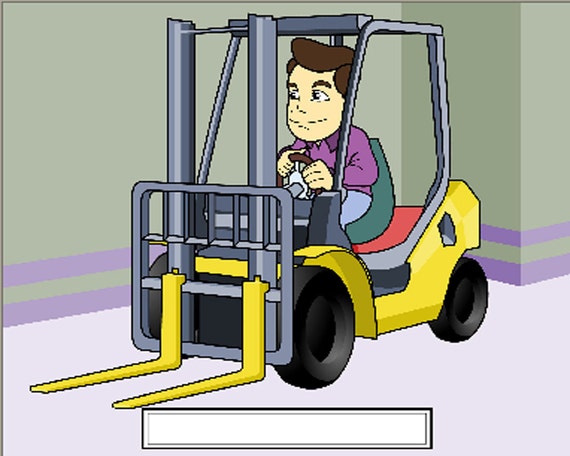 Forklift Driver Male Cartoon Character Personalized Matted Etsy