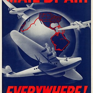 Mail by Air 1938 Vintage Reproduction Travel Poster 11x17 Wall Hanging Art Print