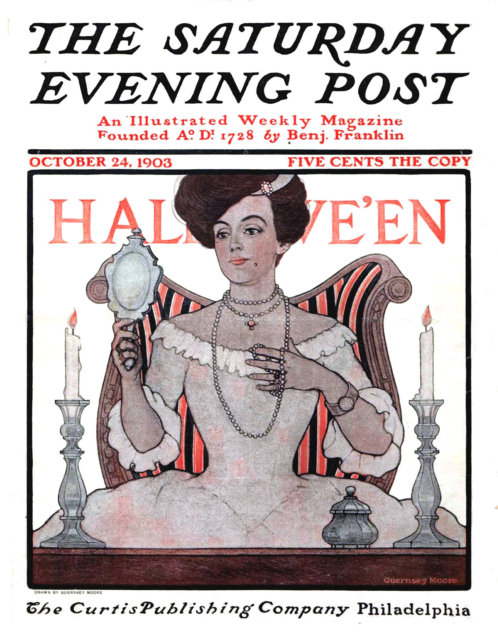 Saturday Evening Post Cover October 24,1903 Halloween Reproduction Giclee Print   11 x 14