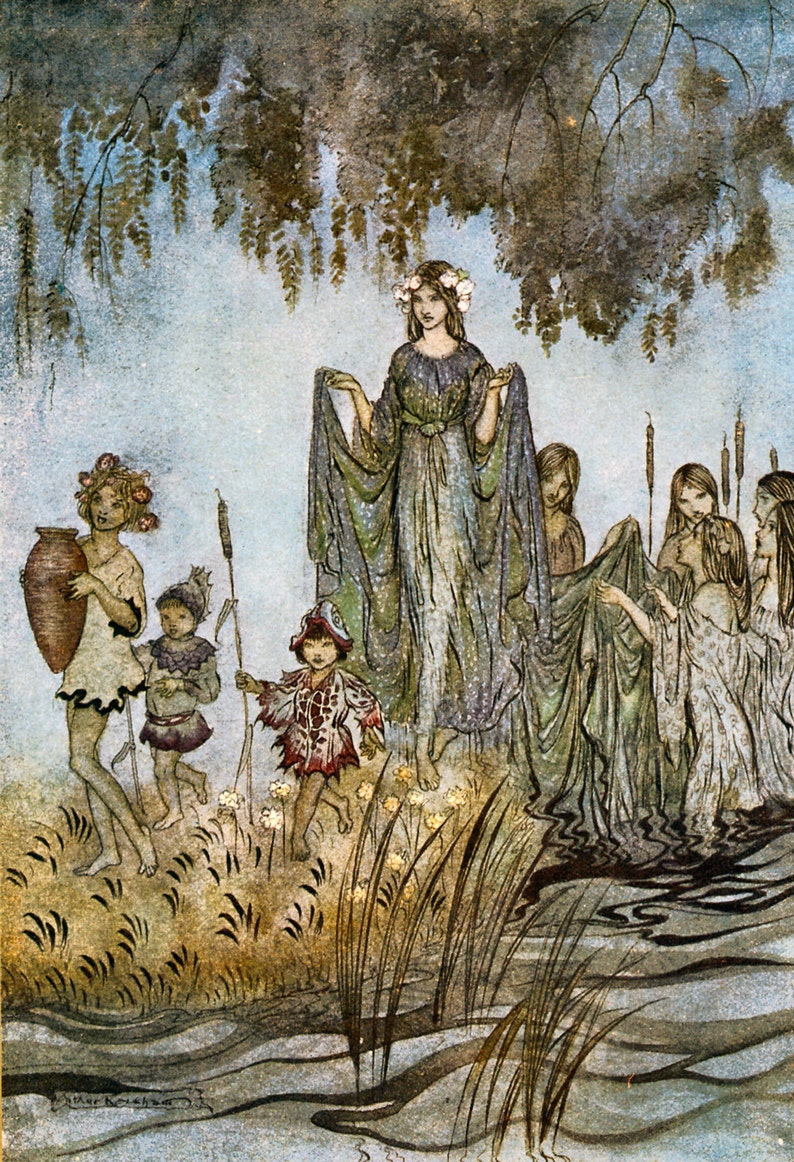 Sabrina Rises Attended by Water Nymphs Arthur Rackham 1921.. Vintage ...