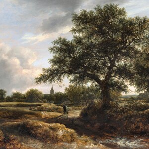 Landscape with Village in the Distance Jacob Van  Vintage Print 11 x 17 Vibrant Colors Reproduction Old Masters 5-03