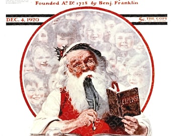 Saturday Evening Post 1920 December 4rth Santa Norman Rockwell Cover Reproduction Giclee Print 11 x 14