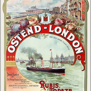 Ostend London 1900 Vintage Reproduction Travel Poster 11x17 Wall Hanging Art Print Vacation Man Cave She Shed Airline Train
