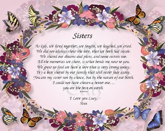 Sister, A Sisters Bond... Sentimental Print Gift Love 1280