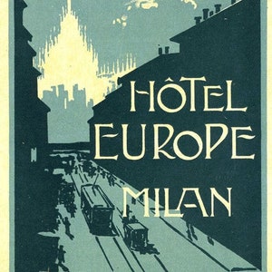 Milan Hotel Bertolinis Vintage Reproductie Travel Poster 11x17 Wall Hanging Art Print