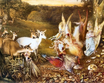 The Enchanted Forest John Anster Fitzgerald Vintage Reproduction Print 11 x17