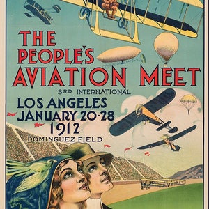 The Peoples Aviation Meet 1912 Vintage Reproduction Travel Poster 11x17 Wall Art Print Vacation Man Cave She Shed Airline Train