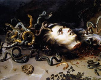 Peter Paul Rubens the head of Medusa 1617  Vintage Print 11 x 17 Vibrant Colors Reproduction Old Masters 5-04